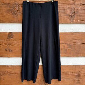 J. JILL Black Ponte Pants Knit, Wide Leg, Pull-on, Stretch Sz Small S Petite EUC